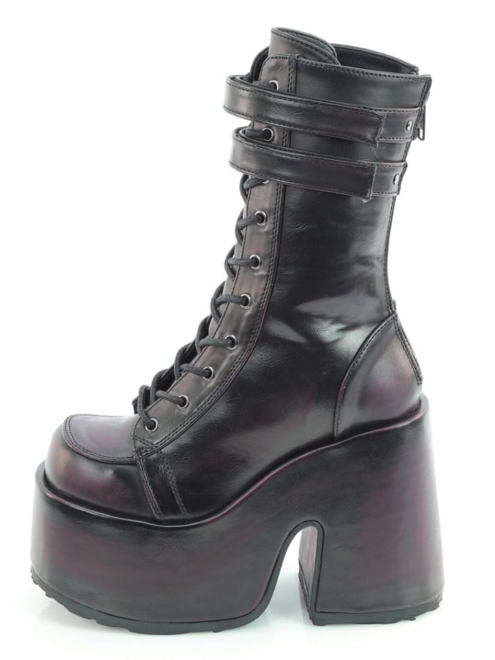 Gothic Mid Calf Platform Boots | 5" Chunky Heel Festival Booties